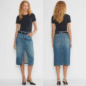 DENIM FORUM Aritzia The '90s Halle Denim High Rise Midi Skirt Size 24